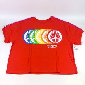 Disney Marvel Guardians of the Galaxy Womens Crop Top Sz 2X Red Rainbow SS‎ NWT